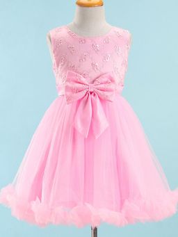 Mark & Mia - Sleeveless Embroidery and Bow Applique Dress - Pink