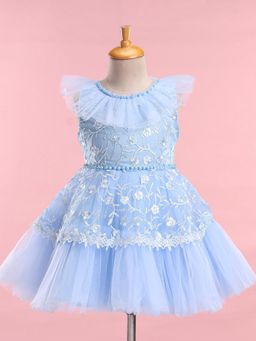 Mark & Mia - Sleeveless Floral Embroidery Party Dress - Sky Blue