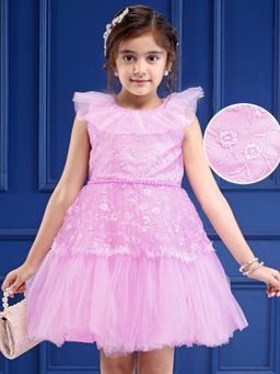 Mark & Mia - Sleeveless Floral Embroidery Party Dress - Pink