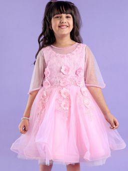 Mark & Mia - Half Sleeves Knee Length Party Dress - Pink