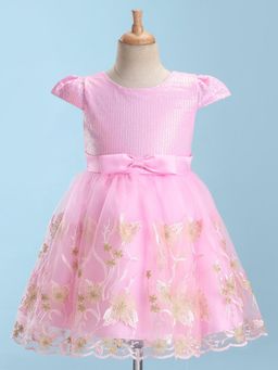 Mark & Mia - Cap Sleeves Knee Length Partywear Dress - Pink