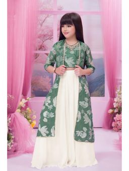 Lagorii - Green Embroidered Top Palazzo with Jacket