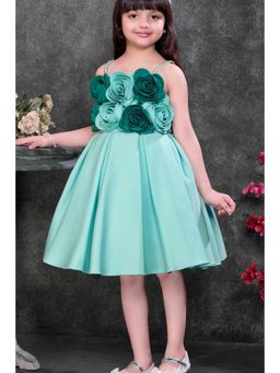Lagorii - Light Blue Floral Applique Party Wear Dress