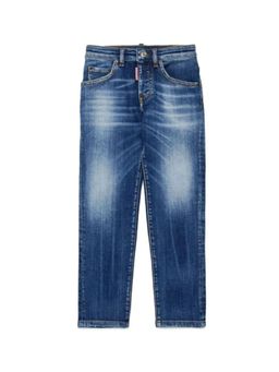 Dsquared2 - Unisex Denim Blue Mid-Faded Straight Jeans
