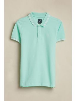 Allen Solly - Boys Green Solid Collar Neck Polo T-Shirt