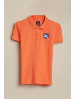 Allen Solly - Boys Orange Solid Collar Neck Polo T-Shirt