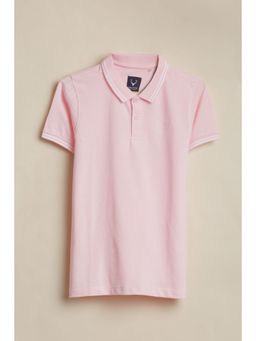 Allen Solly - Boys Pink Solid Collar Neck Polo T-Shirt