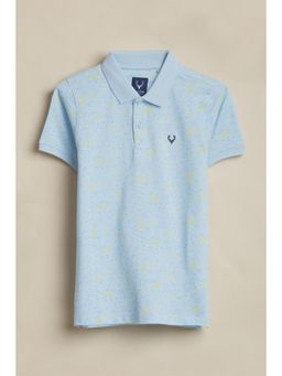 Allen Solly - Boys Light Blue Print Collar Neck Polo T-Shirt
