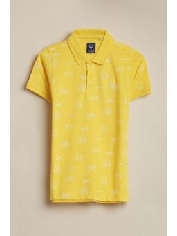 Allen Solly - Boys Yellow Print Collar Neck Polo T-Shirt
