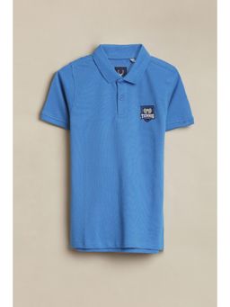 Allen Solly - Boys Blue Solid Collar Neck Polo T-Shirt