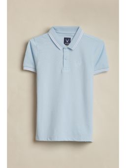 Allen Solly - Boys Light Blue Solid Collar Neck Polo T-Shirt