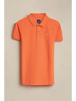 Allen Solly - Boys Orange Solid Collar Neck Polo T-Shirt