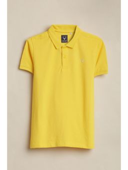 Allen Solly - Boys Yellow Solid Collar Neck Polo T-Shirt