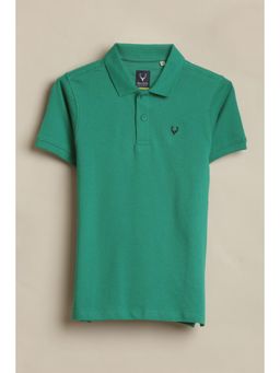 Allen Solly - Boys Green Solid Collar Neck Polo T-Shirt
