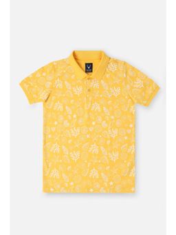 Allen Solly - Boys Yellow Print Collar Neck Polo T-Shirt
