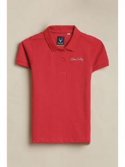Allen Solly - Girls Red Solid Casual Polo T-Shirt