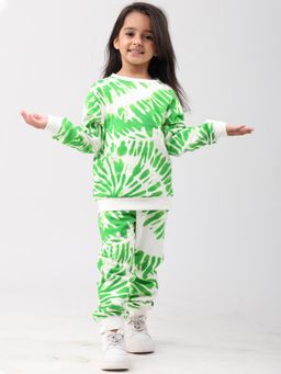 ANTHRILO - Green Swirl Girls Sweatshirt With Joggers