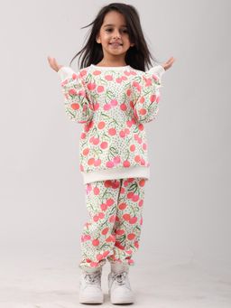 ANTHRILO - Cherry Love Fleece Girls Sweatshirt With Joggers