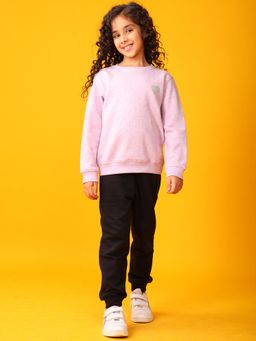 ANTHRILO - Pink Melange Black Fleece Sweatshirt With Joggers
