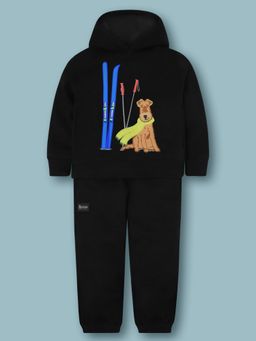 CHERRY CRUMBLE BY NITT HYMAN - Black Solid Full Sleeve Hooded With Joggers