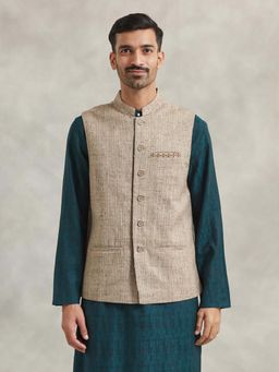 Fabindia - Beige Wool Nehru Jacket