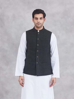 Fabindia - Green Wool Nehru Jacket