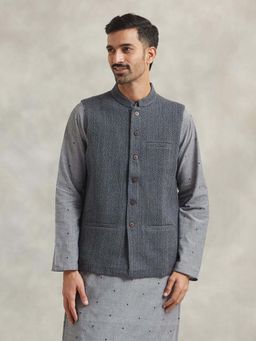 Fabindia - Blue Wool Nehru Jacket