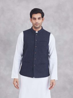 Fabindia - Navy Wool Nehru Jacket