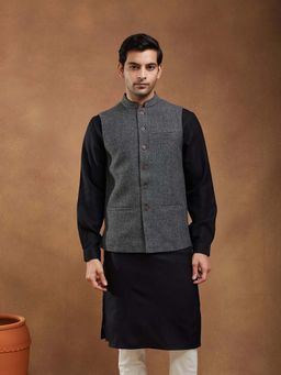 Fabindia - Grey Wool Nehru Jacket