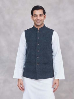 Fabindia - Blue Wool Nehru Jacket