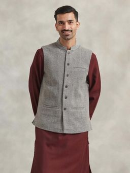 Fabindia - Grey Wool Nehru Jacket