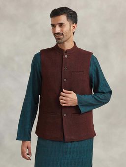 Fabindia - Maroon Wool Nehru Jacket