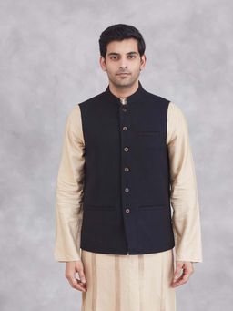 Fabindia - Black Wool Nehru Jacket