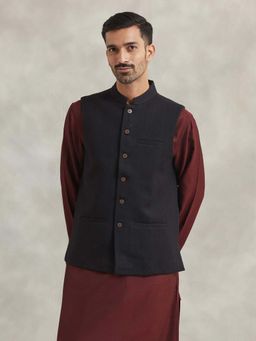 Fabindia - Black Wool Nehru Jacket