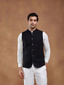 Fabindia - Black Wool Nehru Jacket