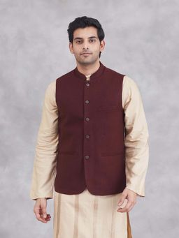 Fabindia - Maroon Wool Nehru Jacket