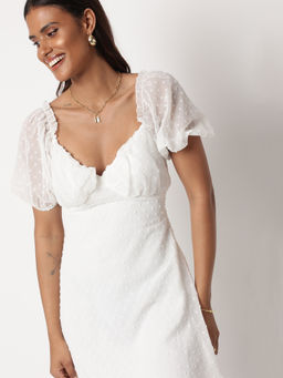 Missguided - Milkmaid Skater Dress Dobby