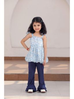 Luxe & Hardy - Ana Shoulder Tie Up Balloon Top And Blue Flared Pant