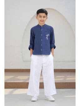 Luxe & Hardy - Blue Cotton Embroidered Shirt