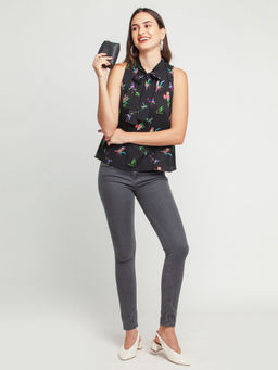 Zink London - Women's Black Stripes Top