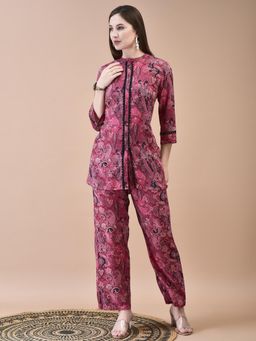 Shree - Women Liva Pink Paisley Print Co-Ord (Set of 2)