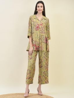 Shree - Women Viscose Green Floral Print Co-Ord (Set of 2)