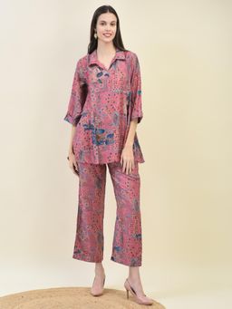Shree - Women Viscose Pink Floral Print Co-Ord (Set of 2)