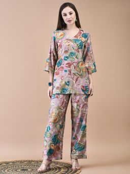 Shree - Women Liva Lavender Abstract Print Co-Ord (Set of 2)