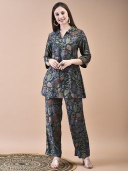 Shree - Women Muslin Multicolor Floral Print Co-Ord (Set of 2)