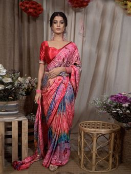 Odette - Multicolor Georgette Sequins Embroidery Saree with Unstitched Blouse