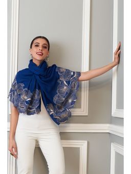 MAULI CASHMERE - Poppy Affair Embroidered Wool Silk Stole