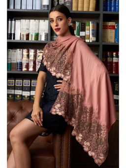 MAULI CASHMERE - Dainty Petals Embroidered Wool Silk Stole