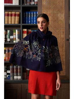 MAULI CASHMERE - Floral Bouquet Embroidered Fine Merino Wool Stole