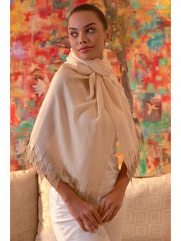 MAULI CASHMERE - Leafy Sparkle Embroidered Wool Silk Stole
